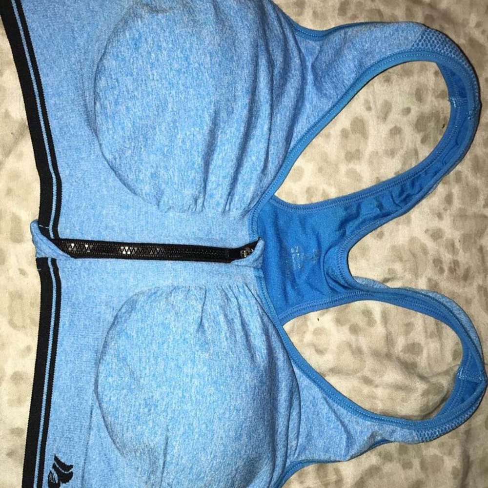 Blue zip up bra
